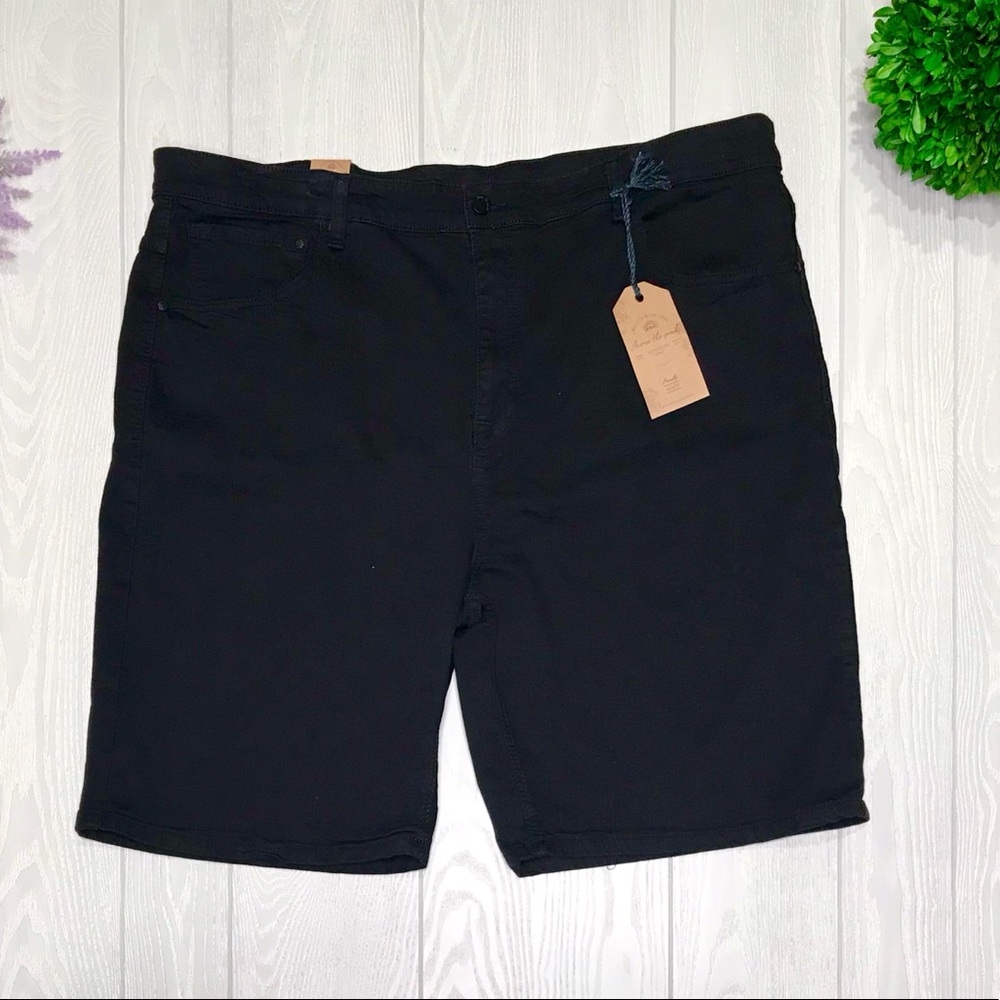 Across the pond stretch short denim Jet black color size 46